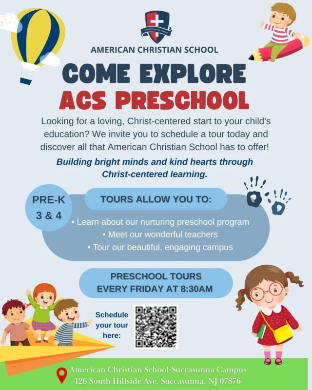 Discover the ACS Preschool Experience! 

Looking for a nurturing, faith-filled environment where your little one can grow, explore, and thrive? Come tour American Christian School’s Preschool! 

Our experienced teachers provide a loving, Christ-centered foundation while fostering curiosity, creativity, and early learning skills. From hands-on activities to social and emotional development, your child will have a strong start for a lifetime of learning.

Schedule your tour today and see why ACS Preschool is the perfect place for your child to begin their educational journey!
#myacsfamily #acspreschool #christianpreschool #christianeducation